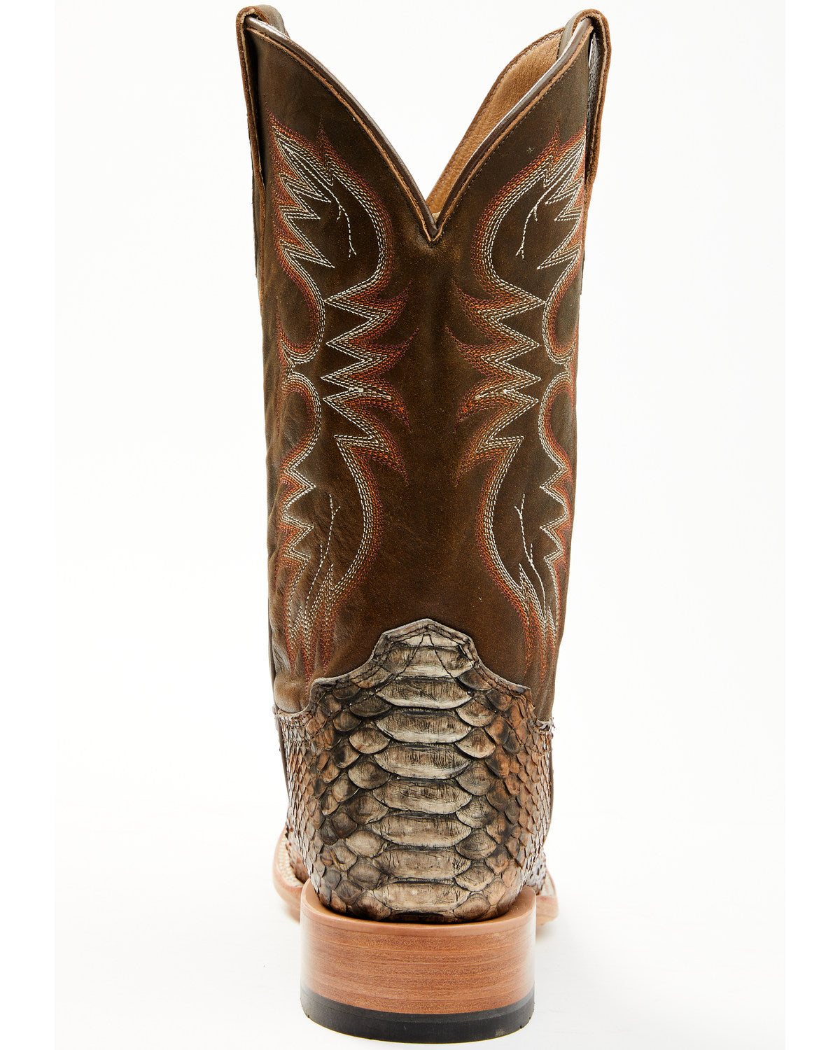 Men's Python Exotic Western Boots - Broad Square Toe Brown
