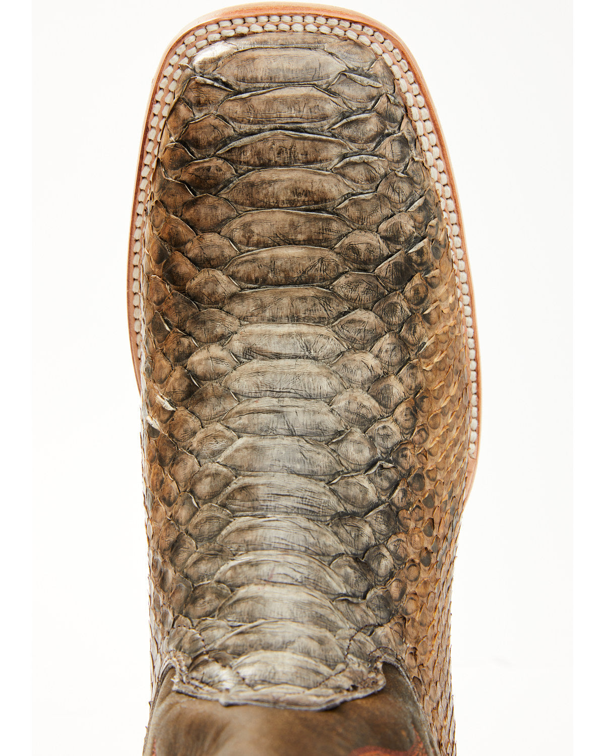 Men's Python Exotic Western Boots - Broad Square Toe Brown