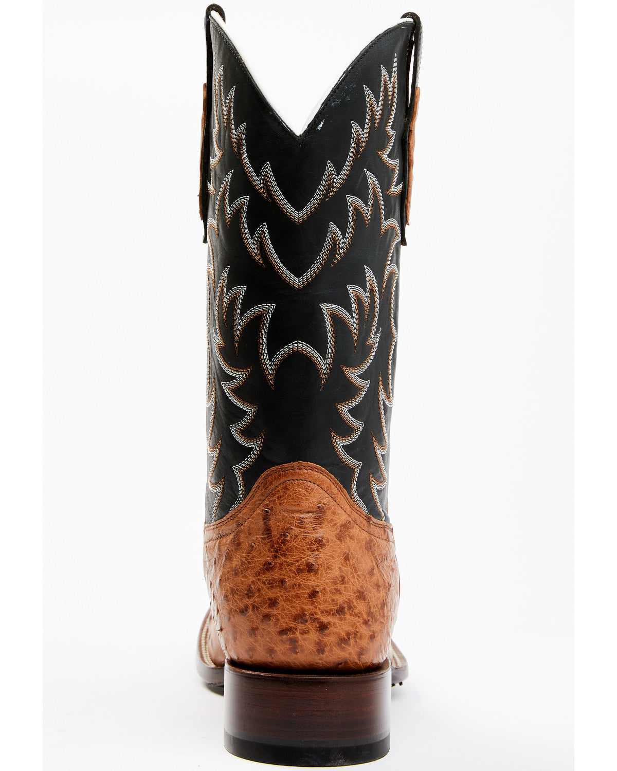 Men's Full Quill Cognac Ostrich Exotic Western Boots - Broa Black