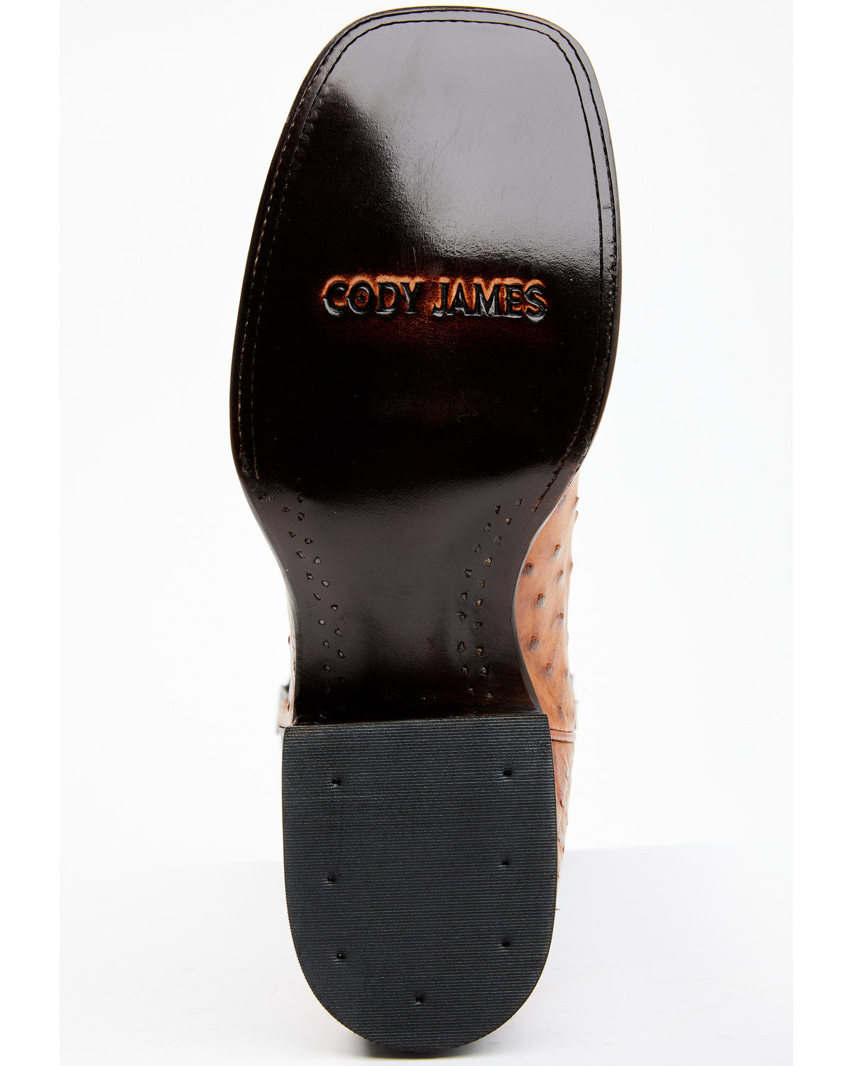 Men's Full Quill Cognac Ostrich Exotic Western Boots - Broa Black