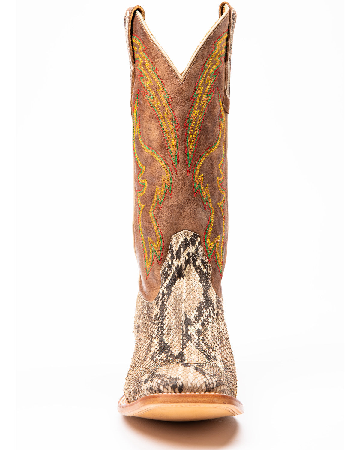 Men's Exotic Python Western Boots - Broad Square Toe Brown