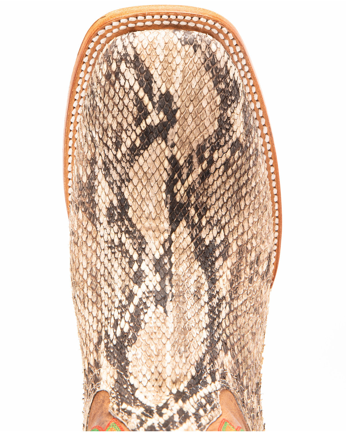 Men's Exotic Python Western Boots - Broad Square Toe Brown