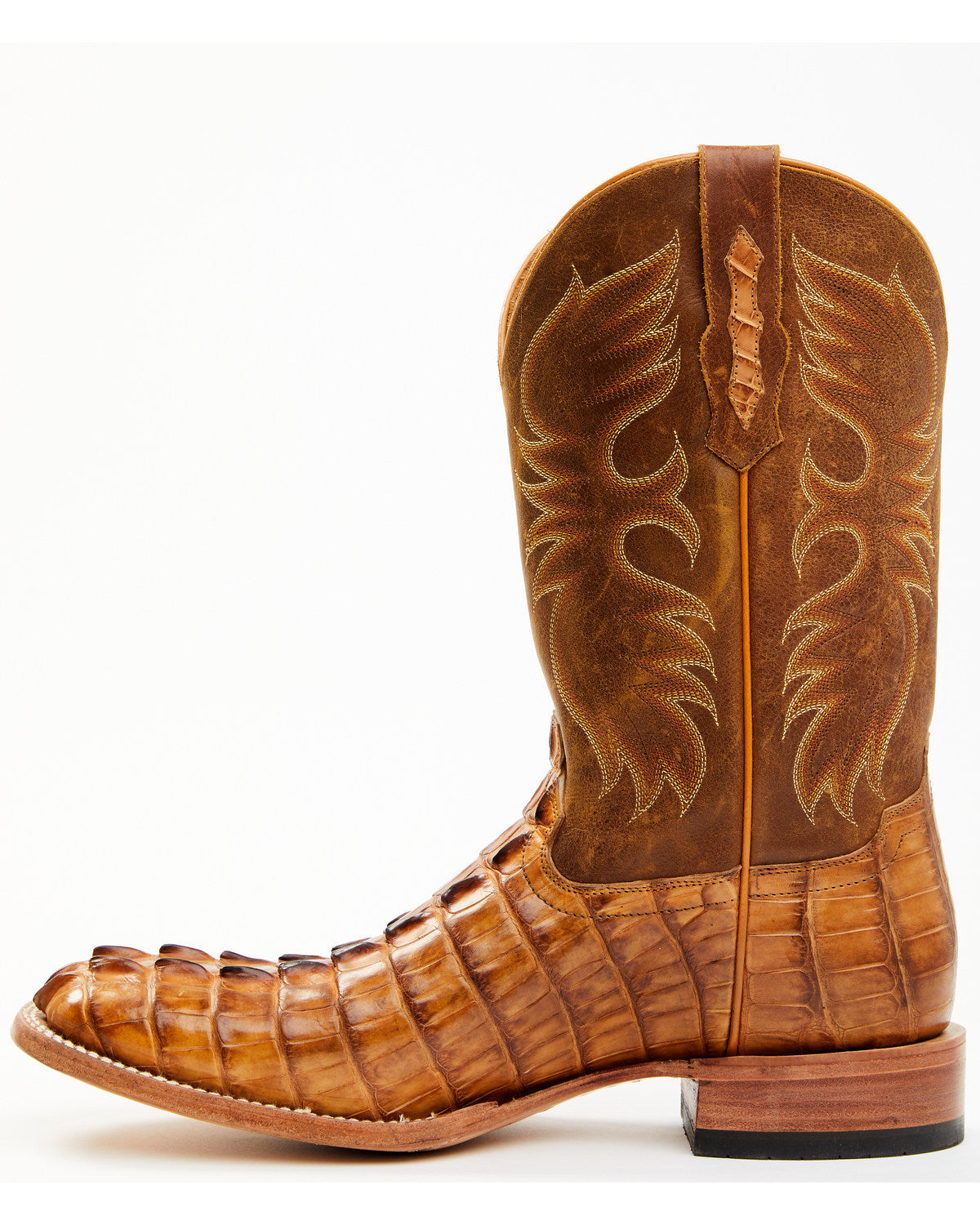 Men's Caiman Cognac 12" Exotic Western Boots - Broad Square Tan