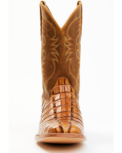 Men's Caiman Cognac 12" Exotic Western Boots - Broad Square Tan