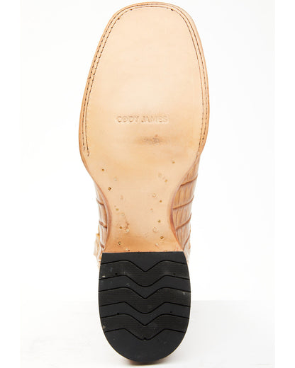 Men's Caiman Cognac 12" Exotic Western Boots - Broad Square Tan