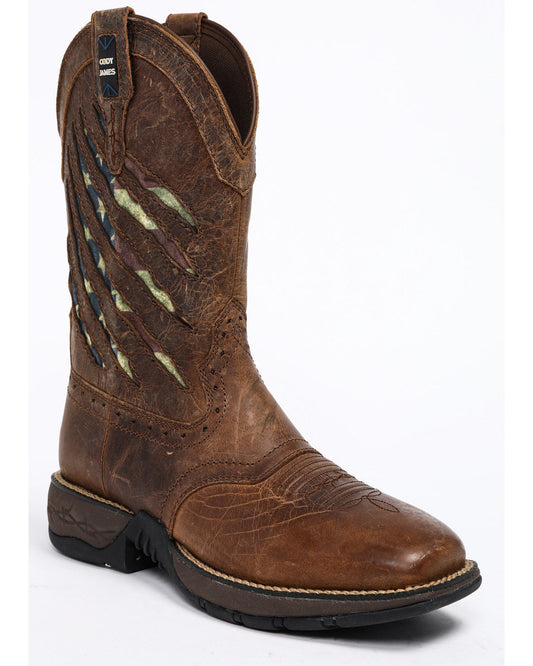 Men's Scratch American Flag Lite Performance Western Boots Brown