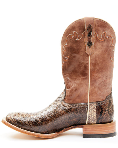 Men's Exotic Python Western Boots - Broad Square Toe Python