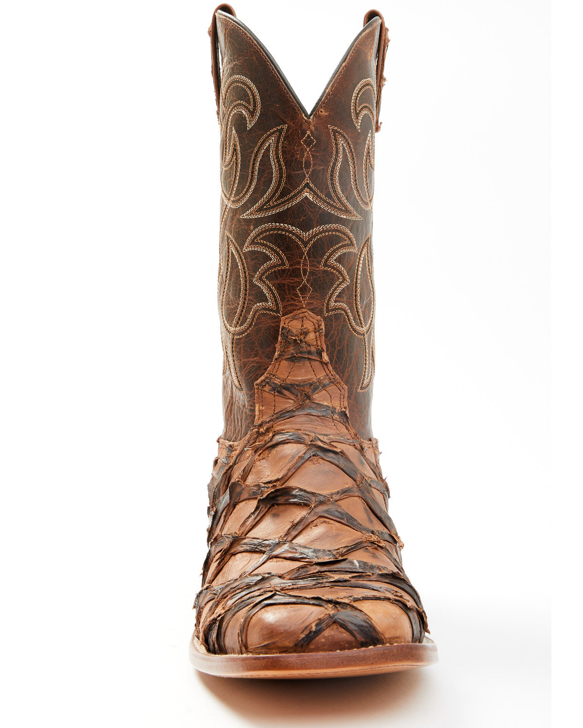 Men's Pirarucu Exotic Boots - Broad Square Toe Brown