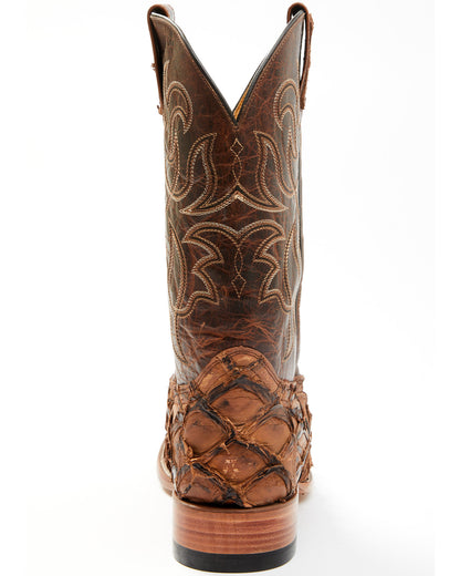 Men's Pirarucu Exotic Boots - Broad Square Toe Brown
