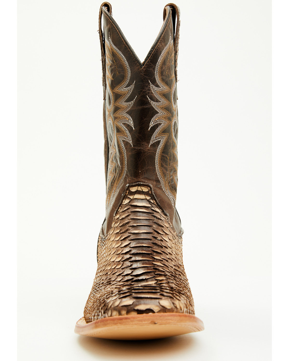 Men's Exotic Python Western Boots - Broad Square Toe Dark Brown