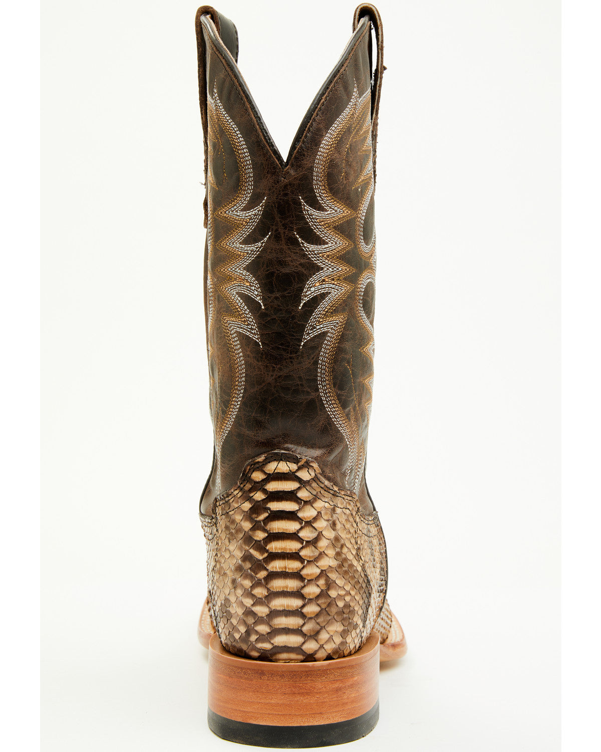Men's Exotic Python Western Boots - Broad Square Toe Dark Brown