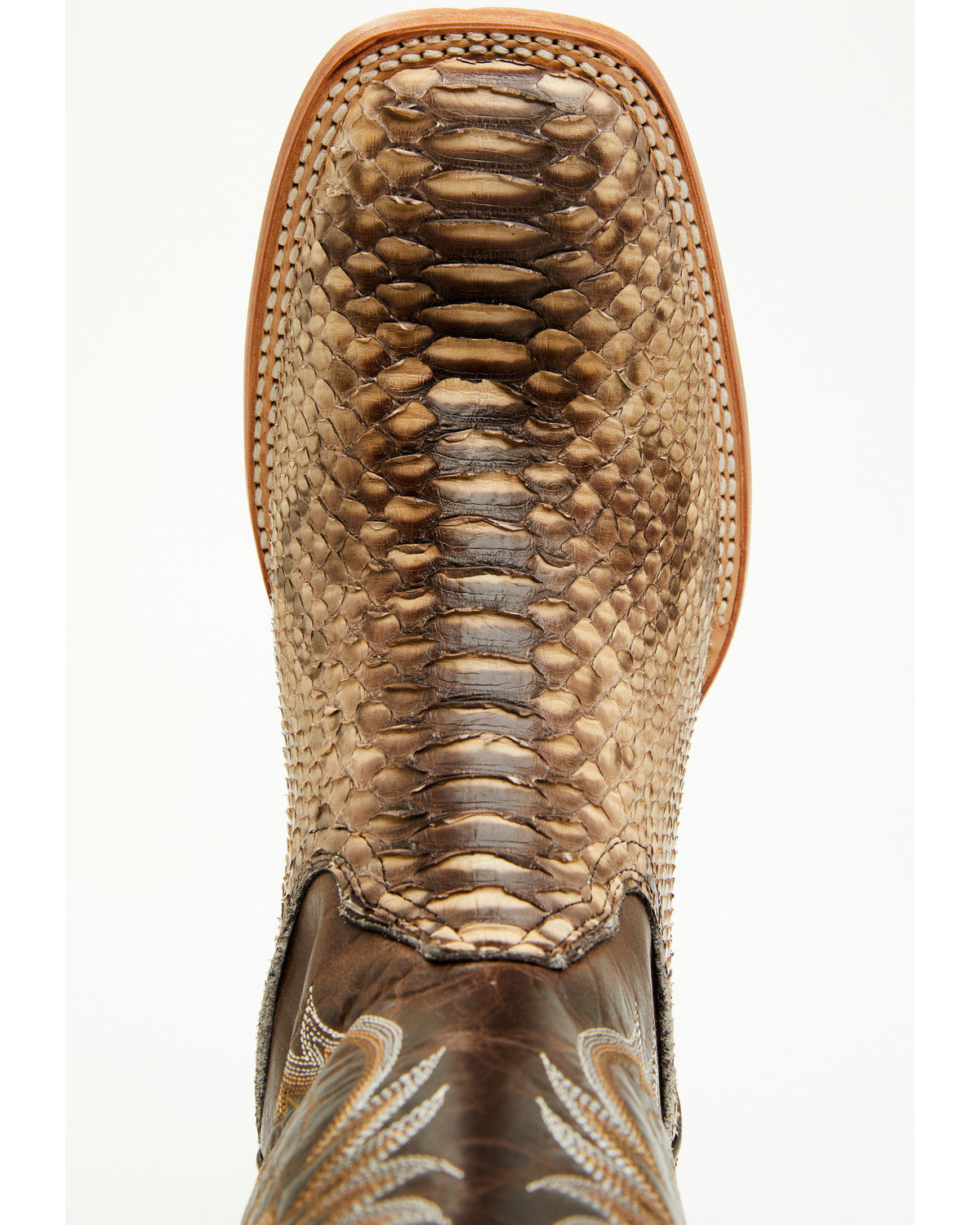 Men's Exotic Python Western Boots - Broad Square Toe Dark Brown