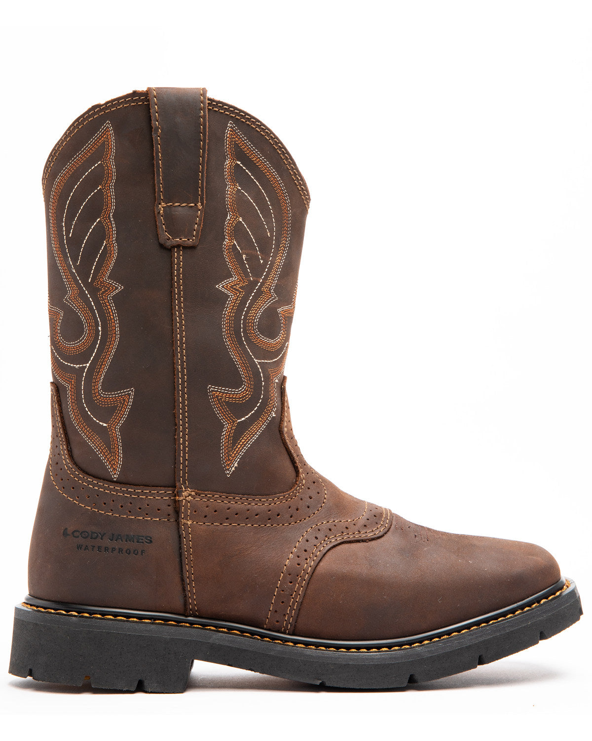 Men's 11" Mustang Saddle Waterproof Western Work Boots - So Dark Brown