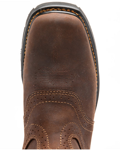 Men's 11" Mustang Saddle Waterproof Western Work Boots - So Dark Brown