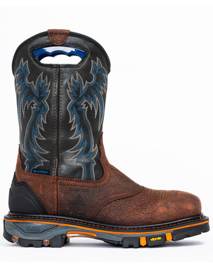 Men's 11" Decimator Waterproof Western Work Boots - Nano Co Brown