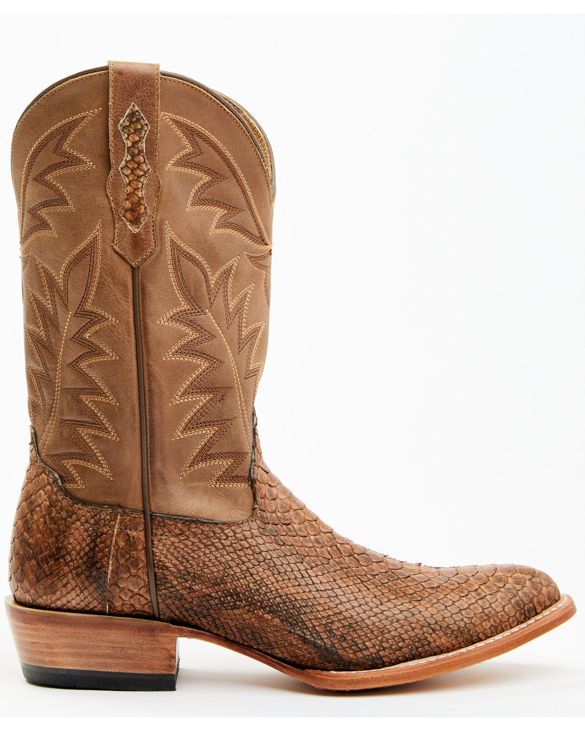 Men's Exotic Python Western Boots - Round Toe Brown