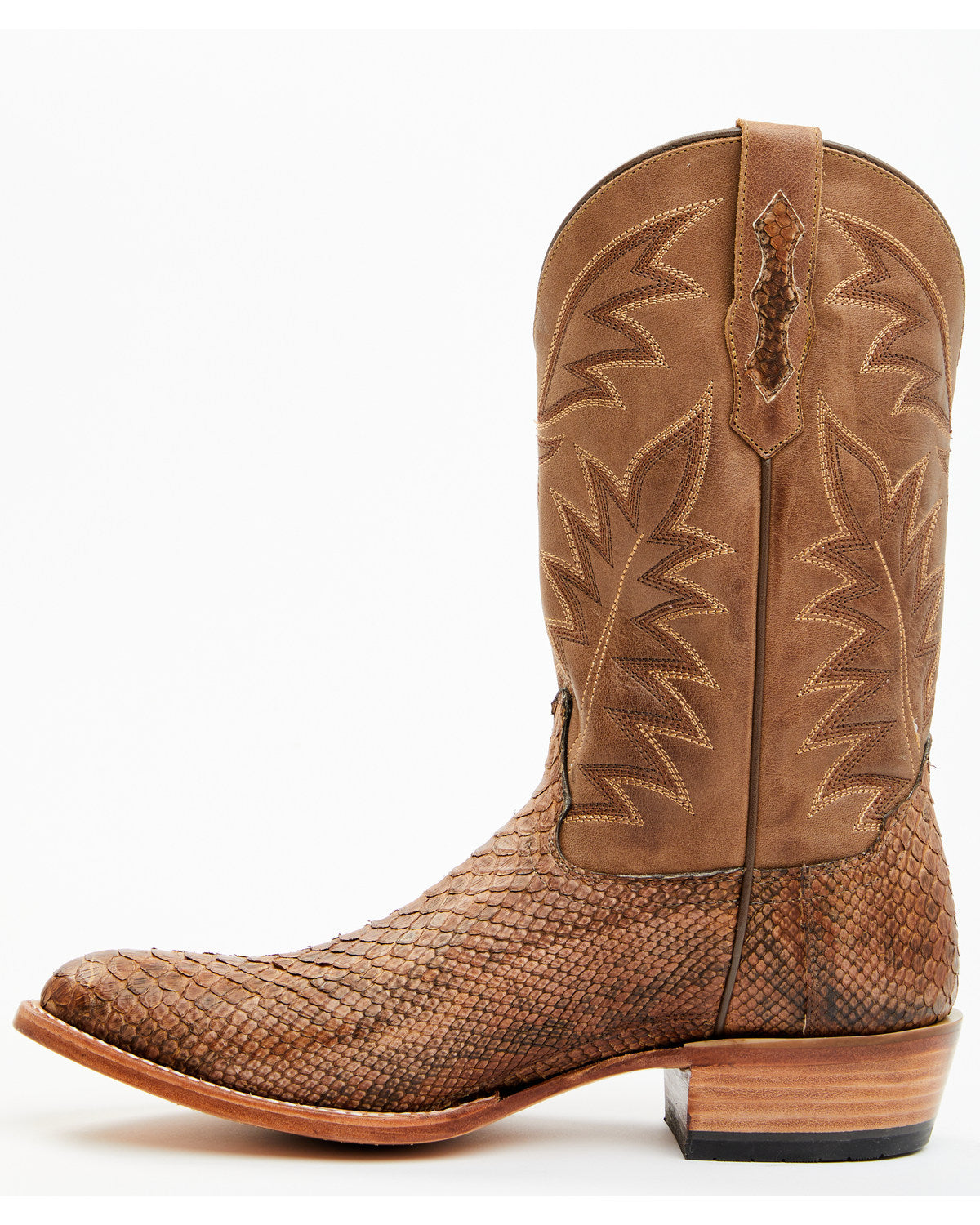 Men's Exotic Python Western Boots - Round Toe Brown
