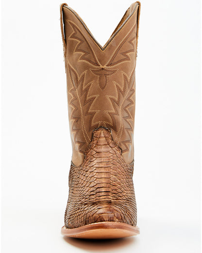 Men's Exotic Python Western Boots - Round Toe Brown