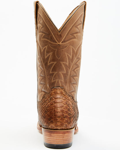 Men's Exotic Python Western Boots - Round Toe Brown