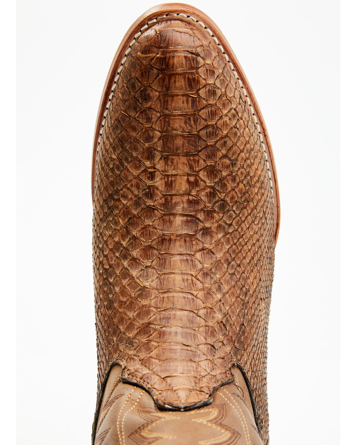Men's Exotic Python Western Boots - Round Toe Brown