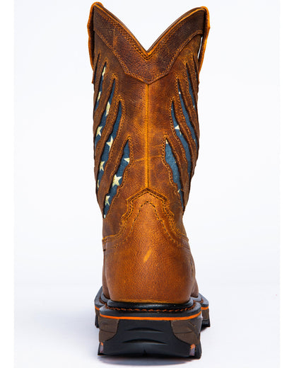 Men's 11" Flag Western Work Boots - Nano Composite Toe Brown