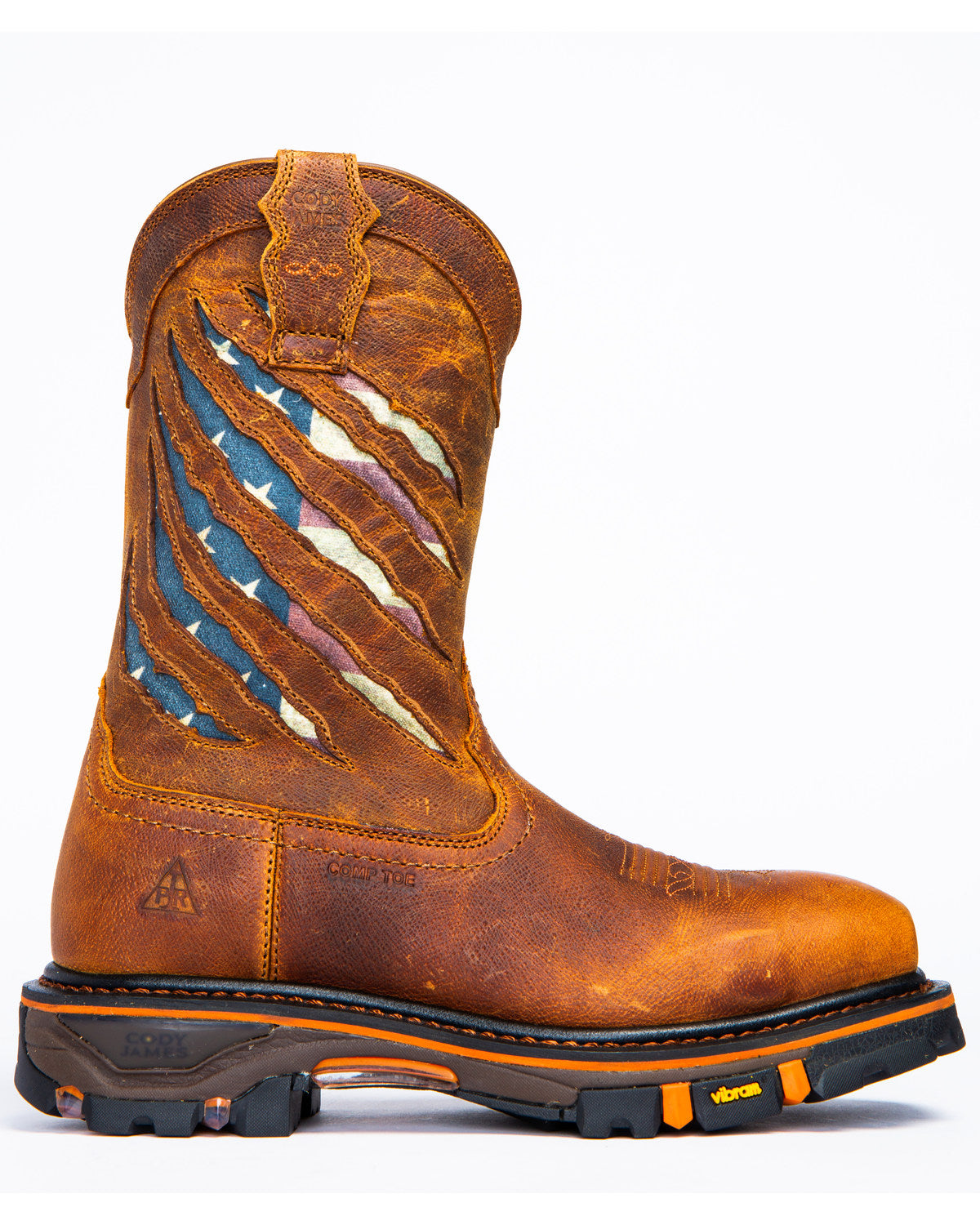 Men's 11" Flag Western Work Boots - Nano Composite Toe Brown