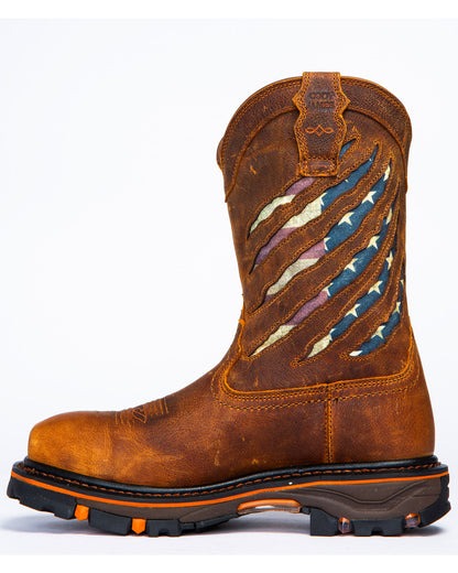 Men's 11" Flag Western Work Boots - Nano Composite Toe Brown