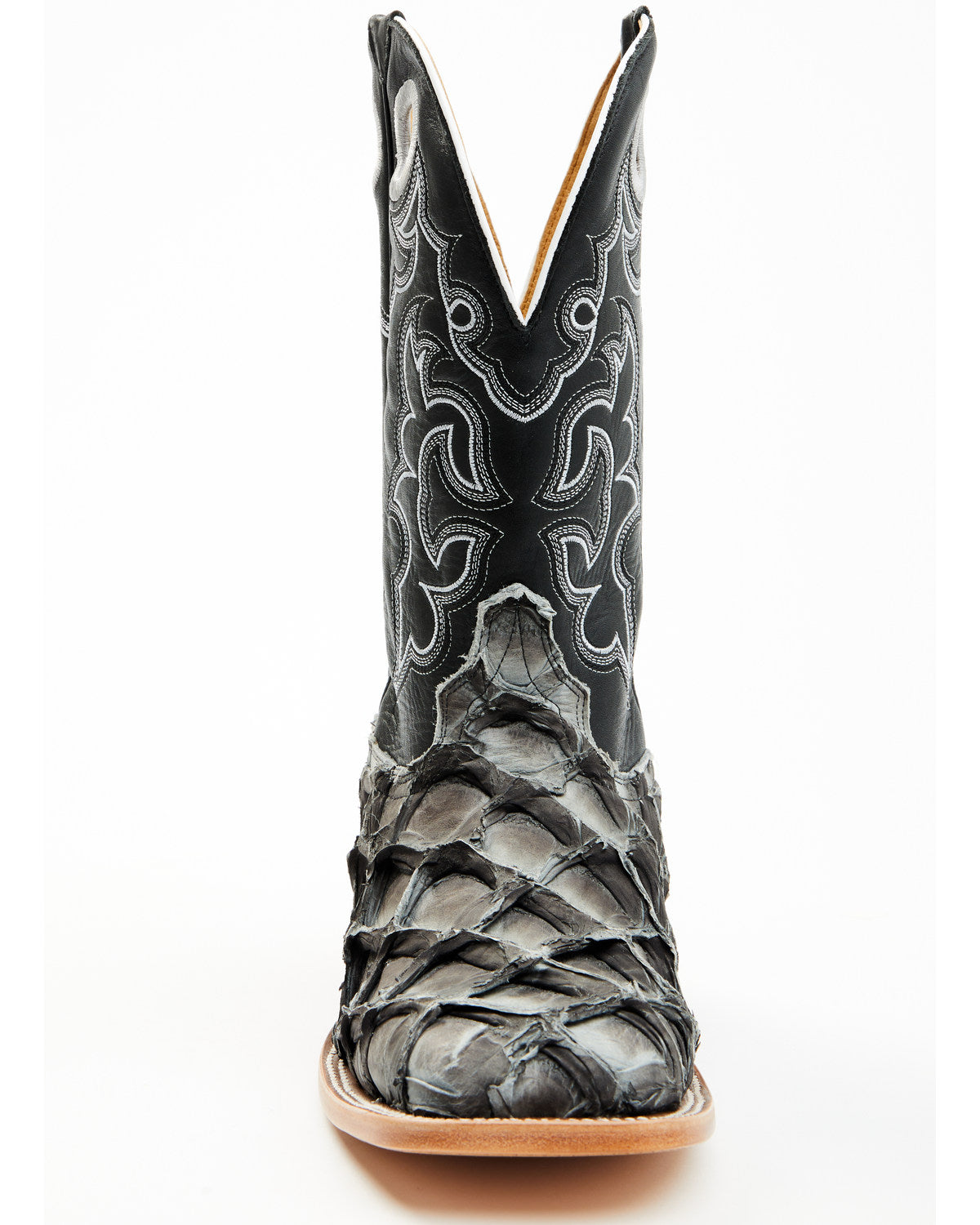 Men's Exotic Pirarucu Western Boots - Broad Square Toe Black