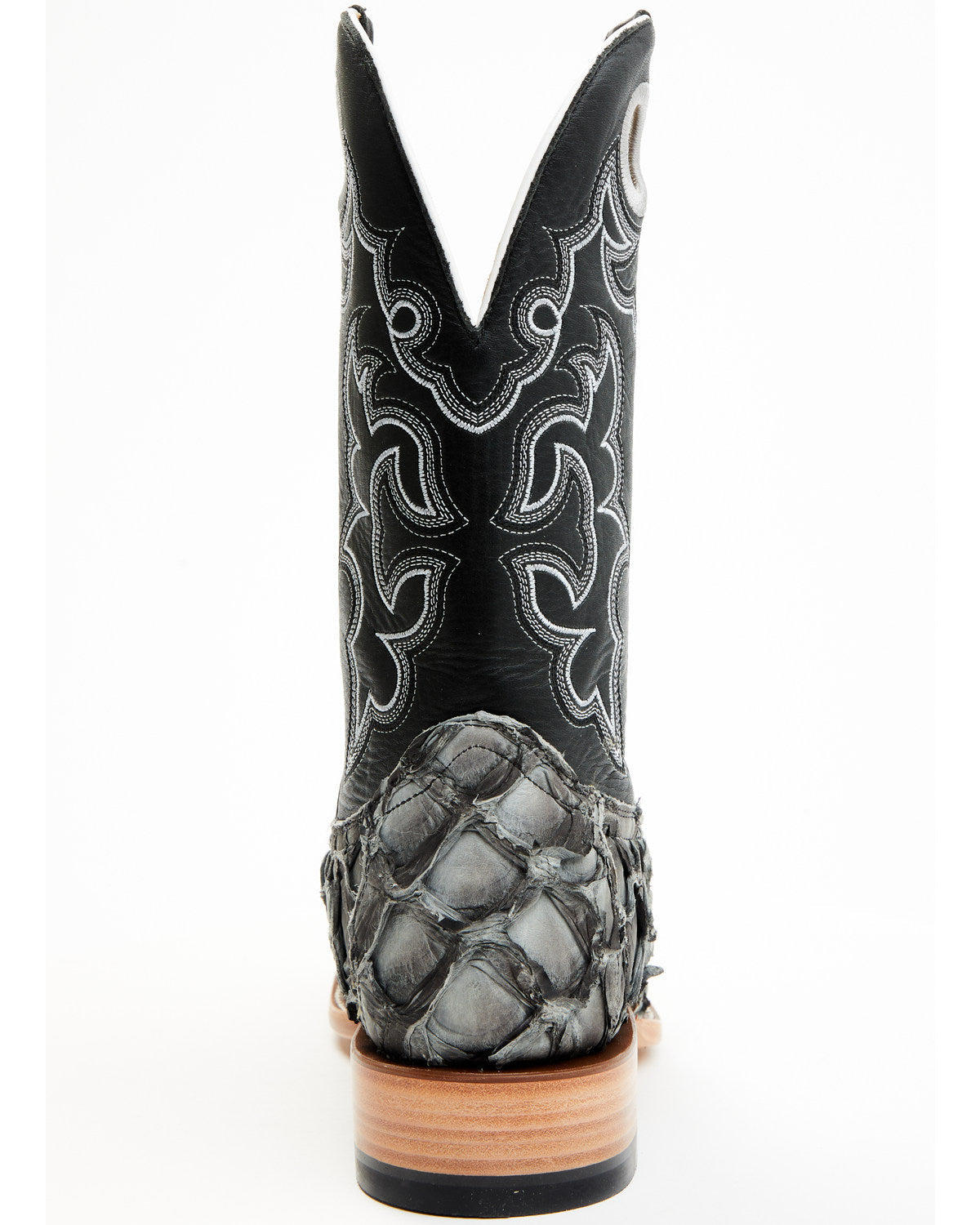 Men's Exotic Pirarucu Western Boots - Broad Square Toe Black