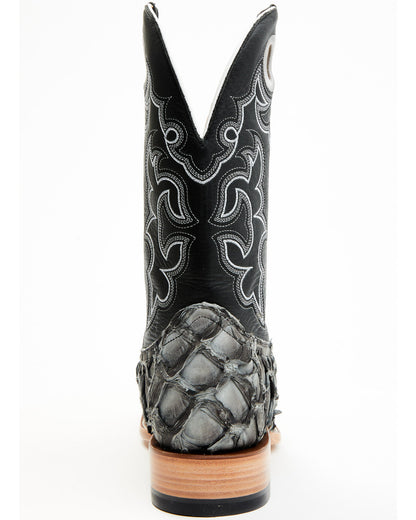 Men's Exotic Pirarucu Western Boots - Broad Square Toe Black