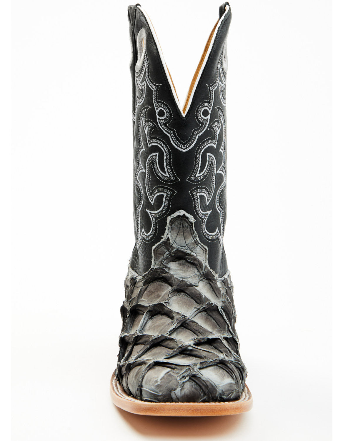 Men's Exotic Pirarucu Western Boots - Broad Square Toe Black