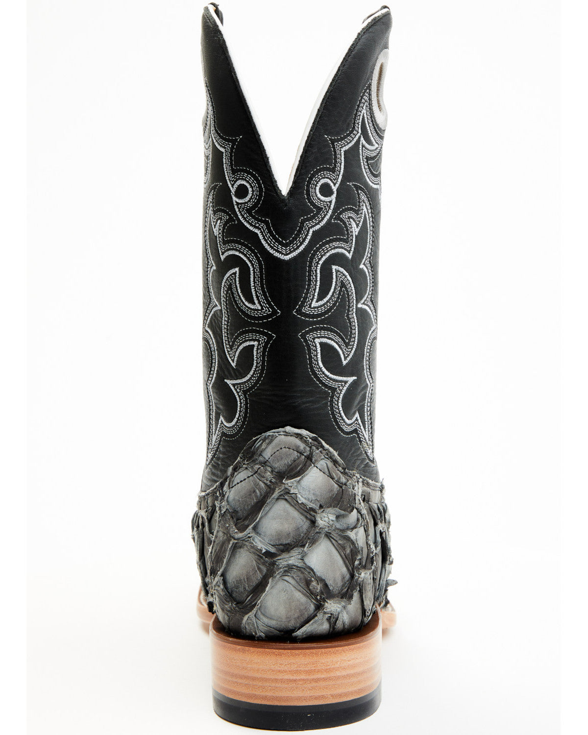 Men's Exotic Pirarucu Western Boots - Broad Square Toe Black