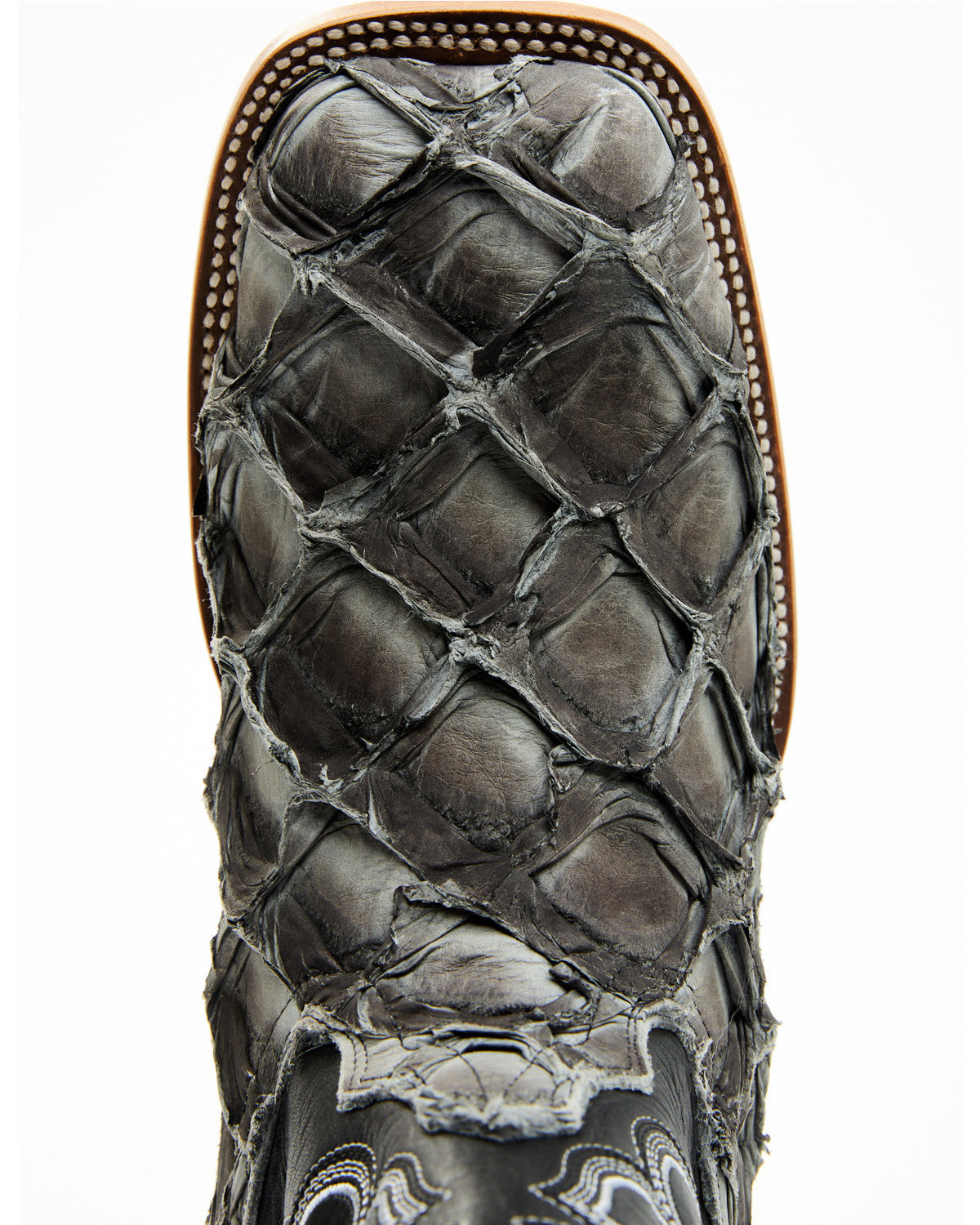 Men's Exotic Pirarucu Western Boots - Broad Square Toe Black