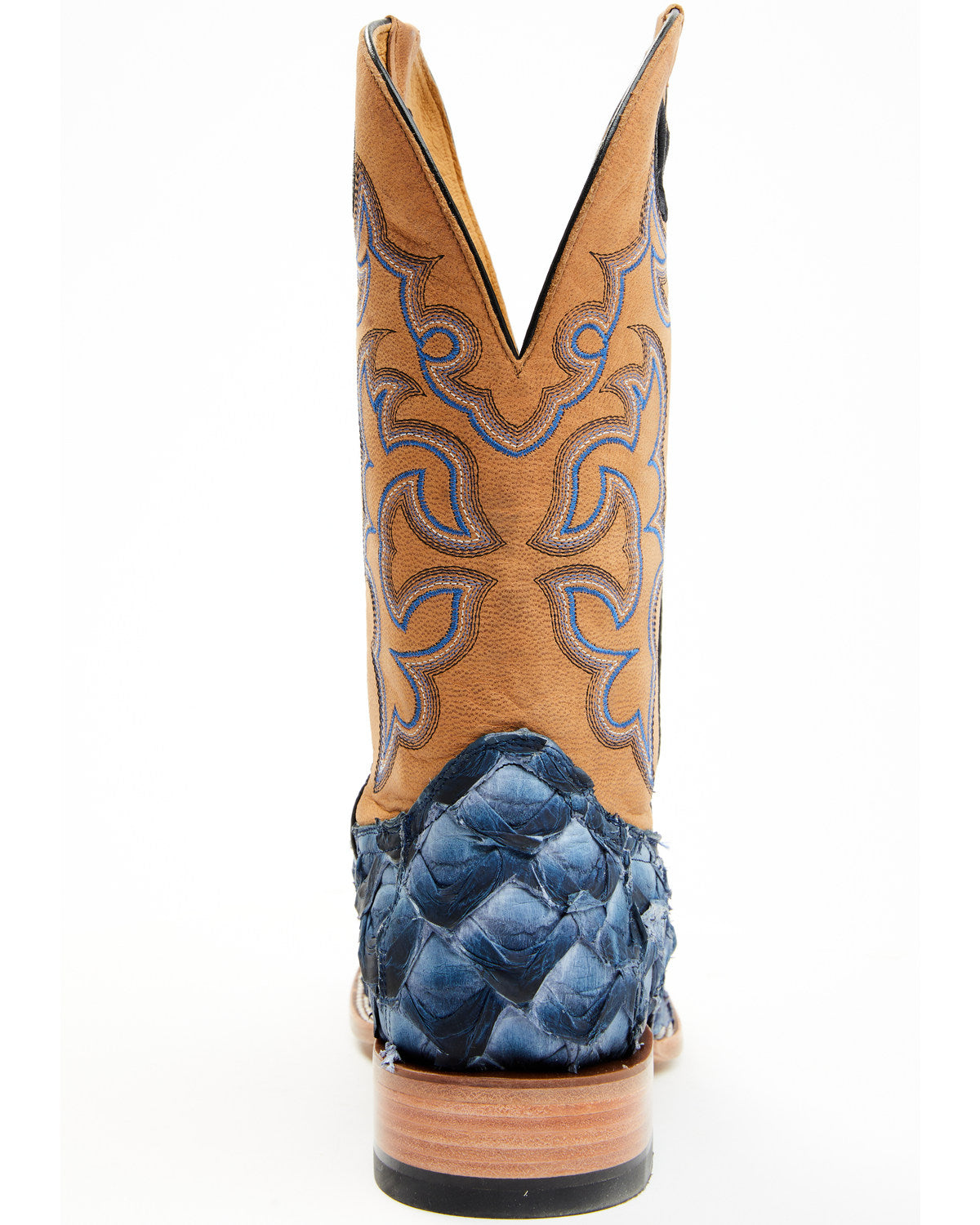 Men's Exotic Pirarucu Western Boots - Broad Square Toe Blue