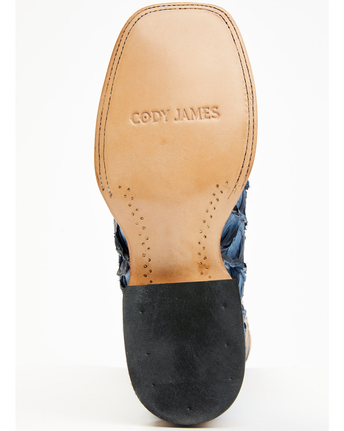 Men's Exotic Pirarucu Western Boots - Broad Square Toe Blue