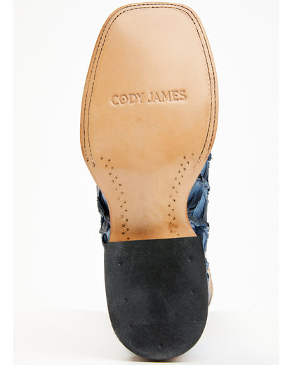 Men's Exotic Pirarucu Western Boots - Broad Square Toe Blue