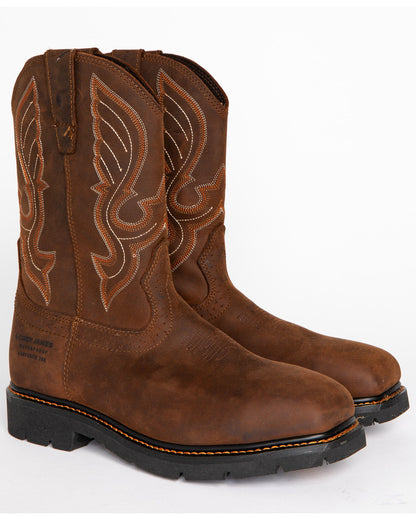 Men's 10" Waterproof Pull-On Work Boots - Composite Toe Brown