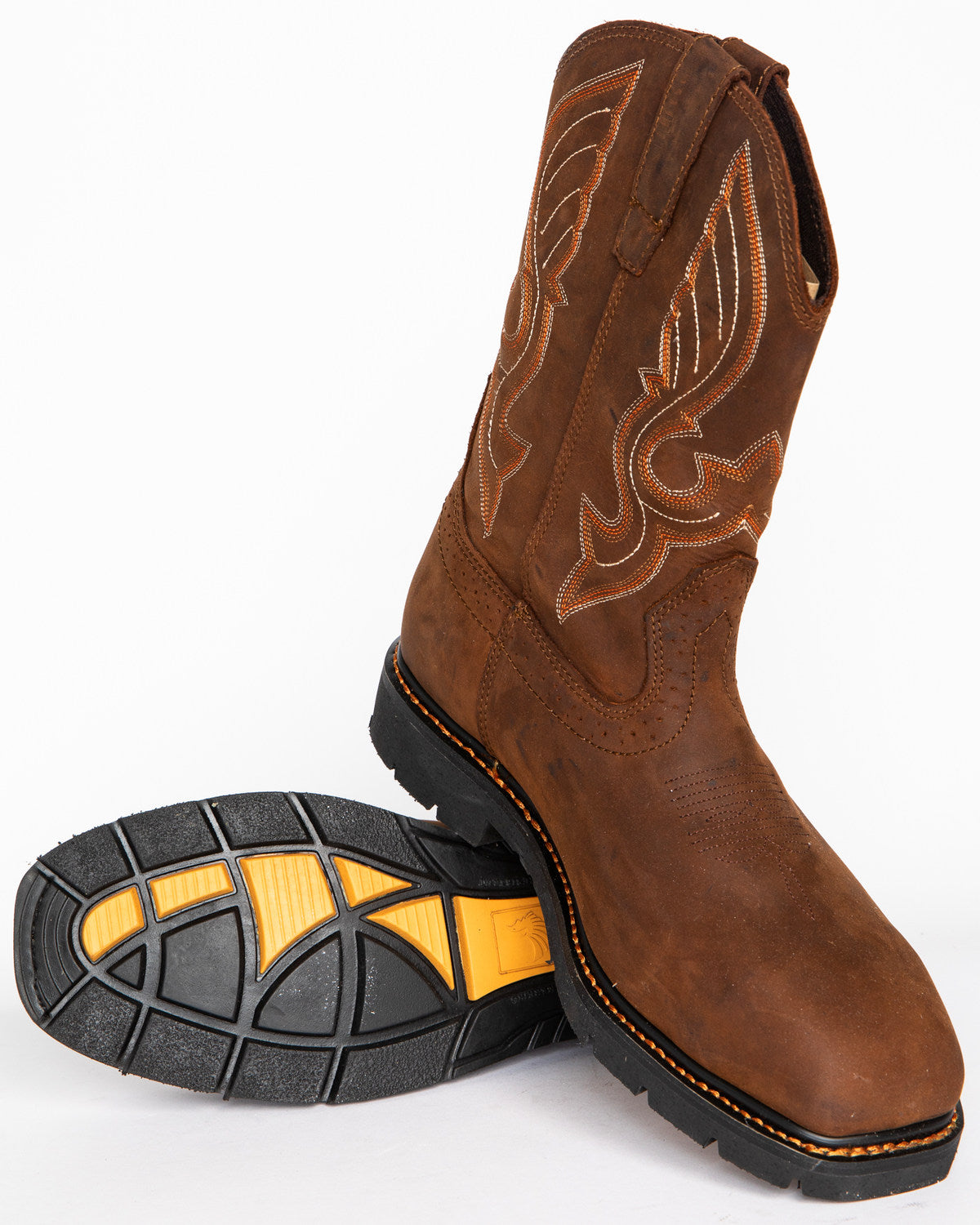 Men's 10" Waterproof Pull-On Work Boots - Composite Toe Brown
