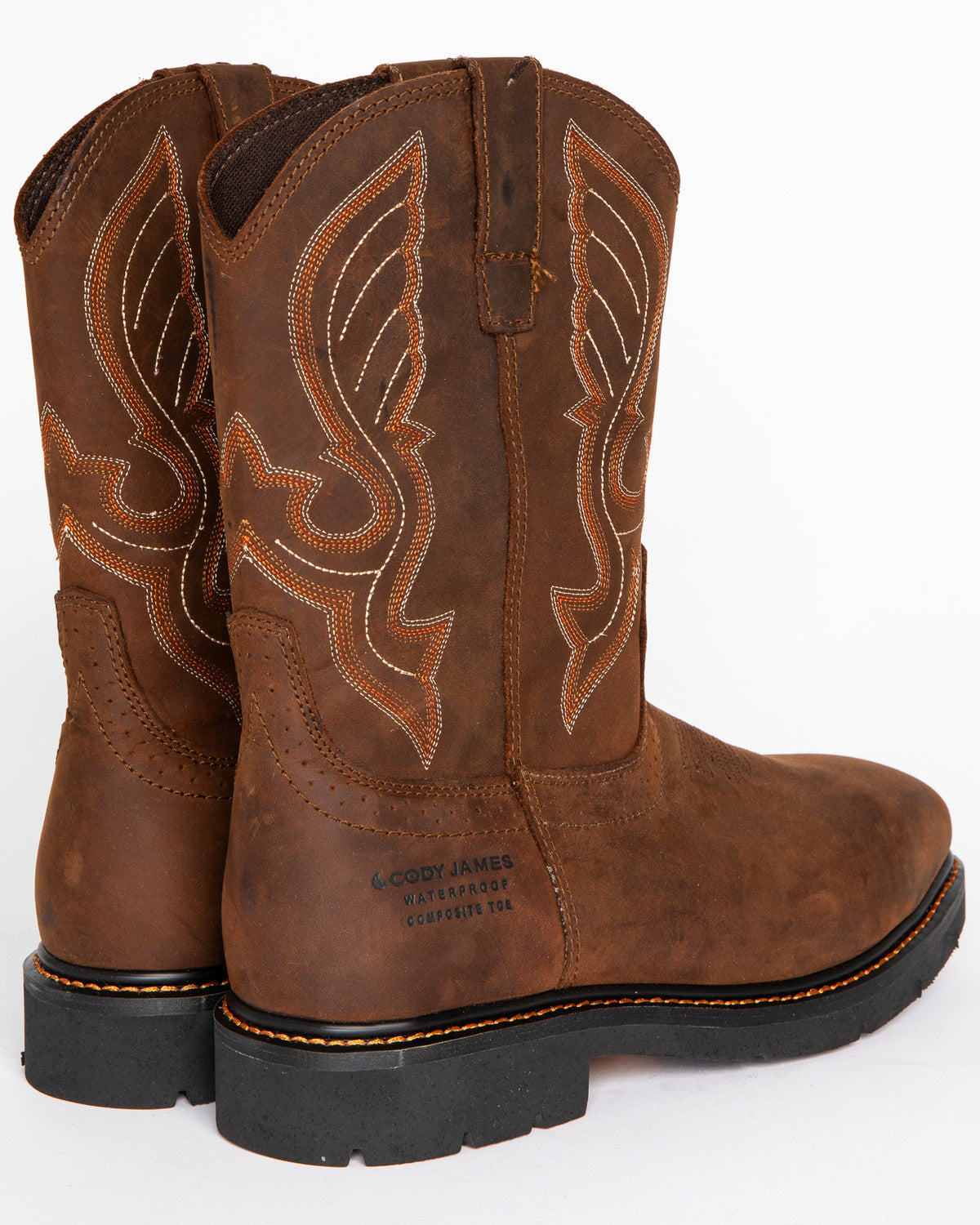 Men's 10" Waterproof Pull-On Work Boots - Composite Toe Brown