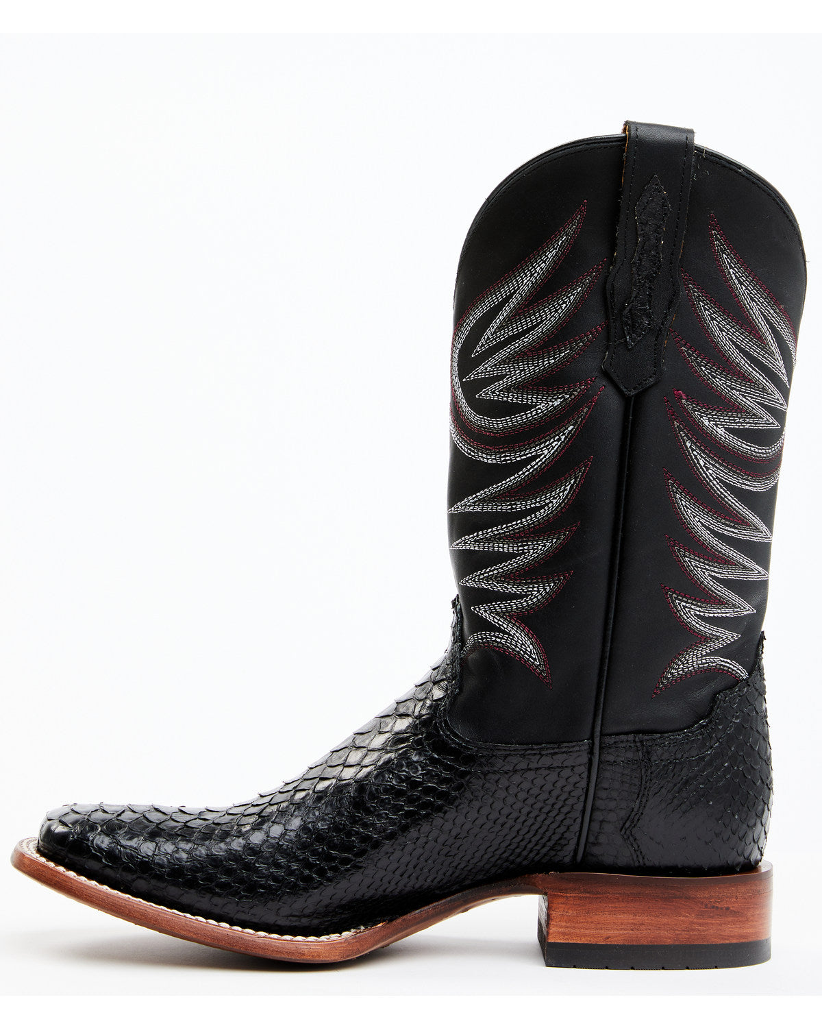 Men's Matte Python Exotic Western Boots - Broad Square Toe Black