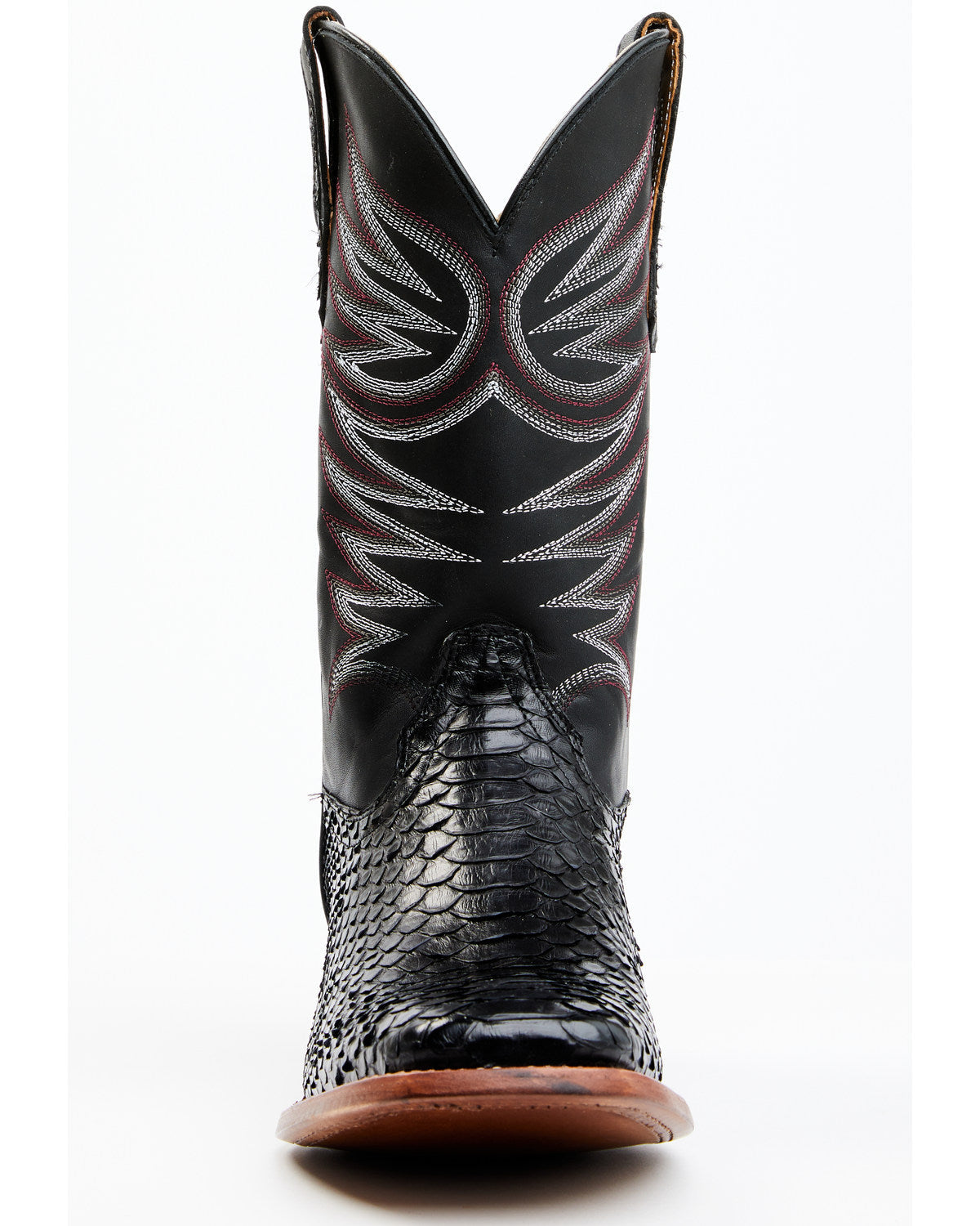Men's Matte Python Exotic Western Boots - Broad Square Toe Black