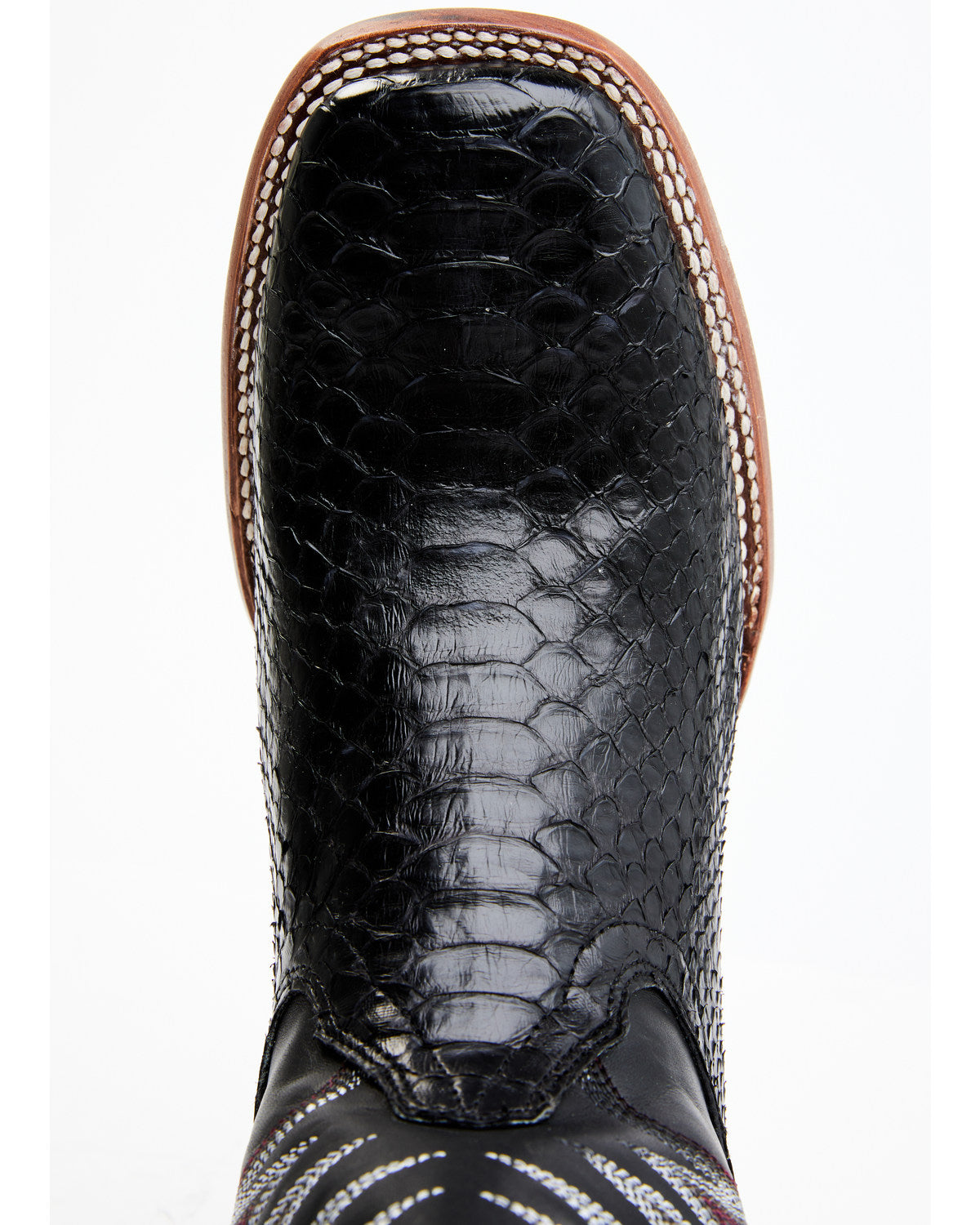 Men's Matte Python Exotic Western Boots - Broad Square Toe Black