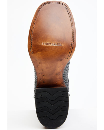 Men's Matte Python Exotic Western Boots - Broad Square Toe Black