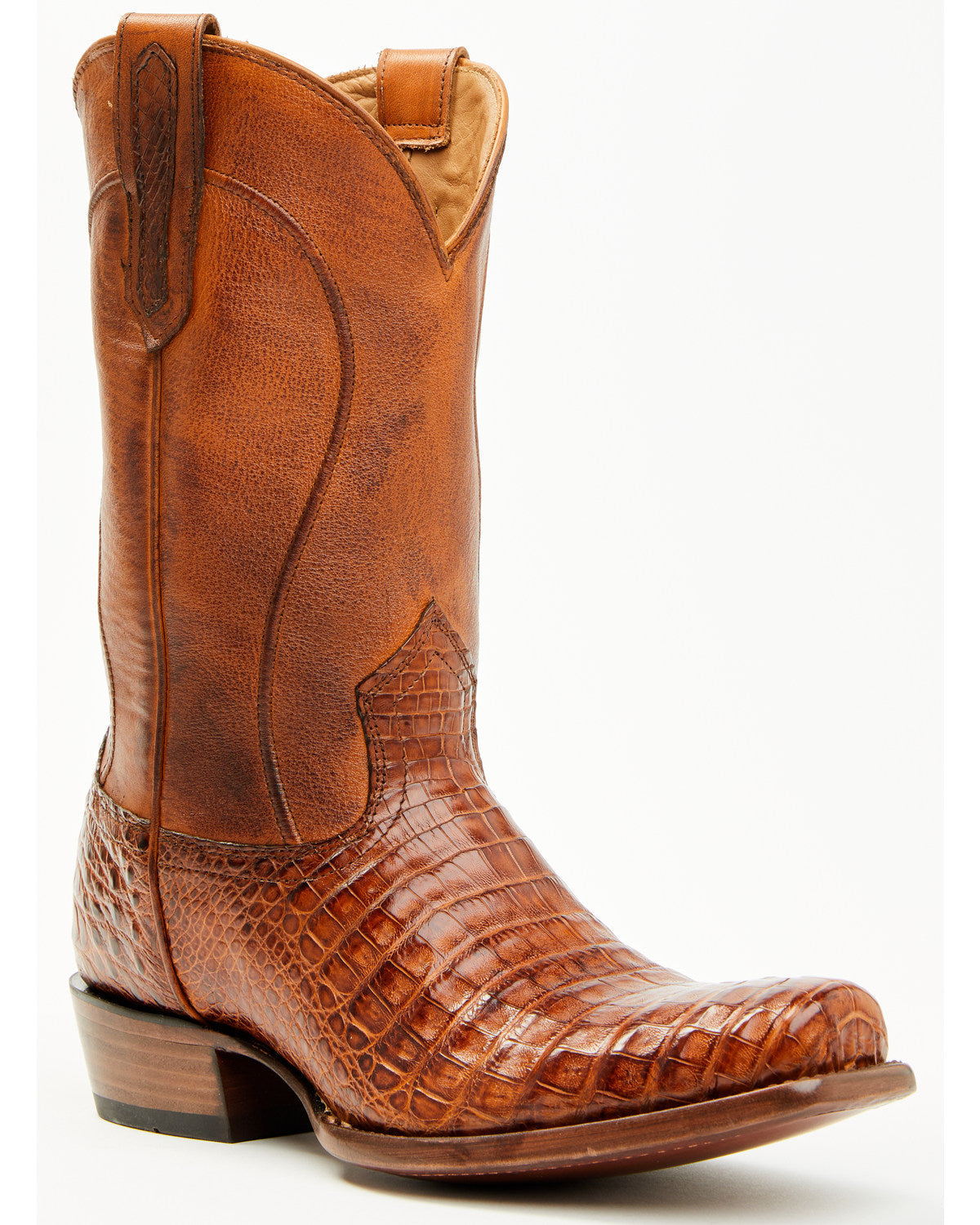 Black 1978® Men's Mason Exotic Caiman Belly Western Boots - Cognac