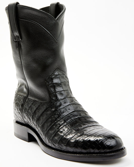 Black 1978® Men's Carmen Exotic Caiman Belly Roper Boots - Black
