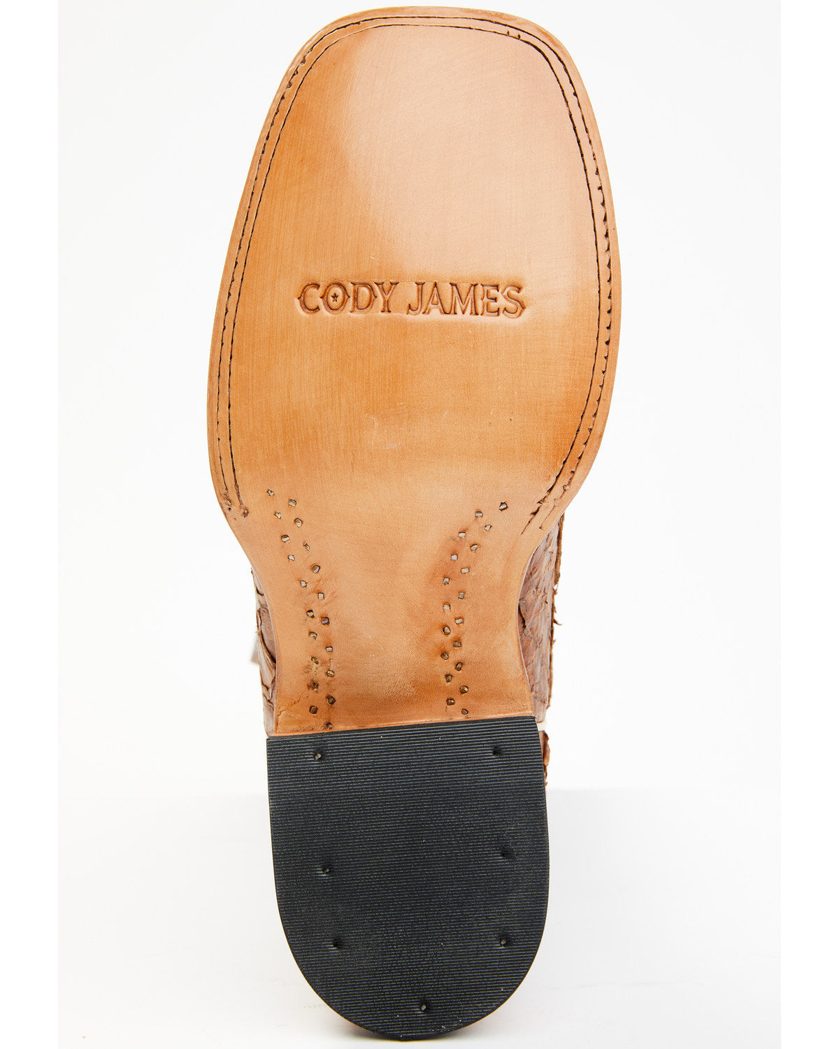 Men's Exotic Pirarucu Skin Western Boots - Broad Square Toe Brown