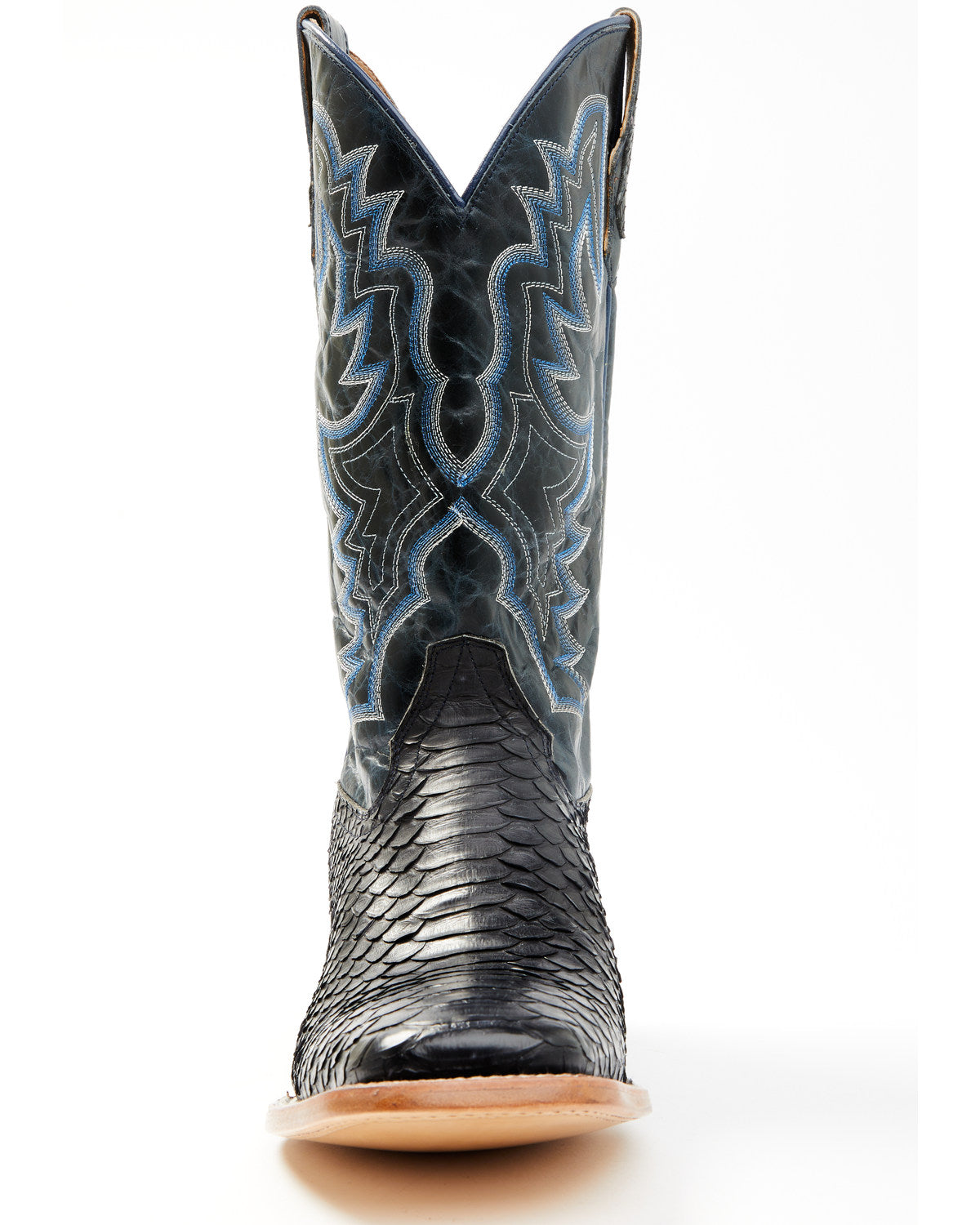 Men's Exotic Python Western Boots - Broad Square Toe Black