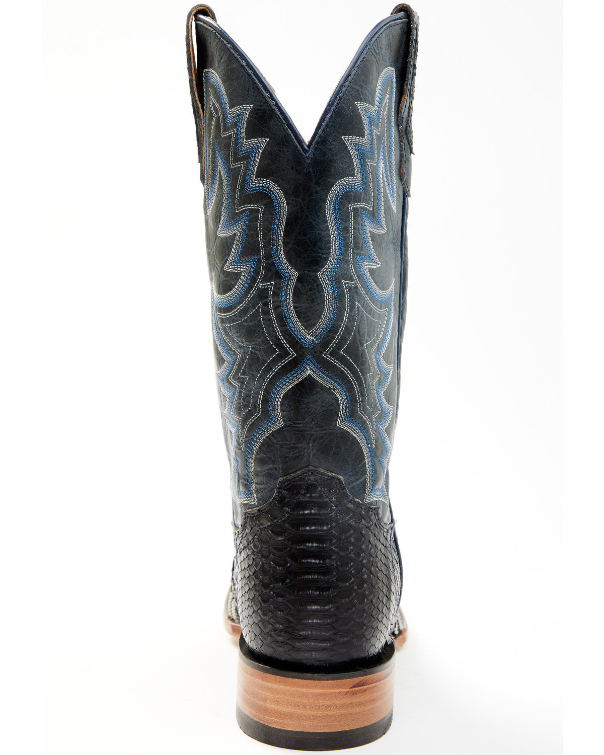 Men's Exotic Python Western Boots - Broad Square Toe Black