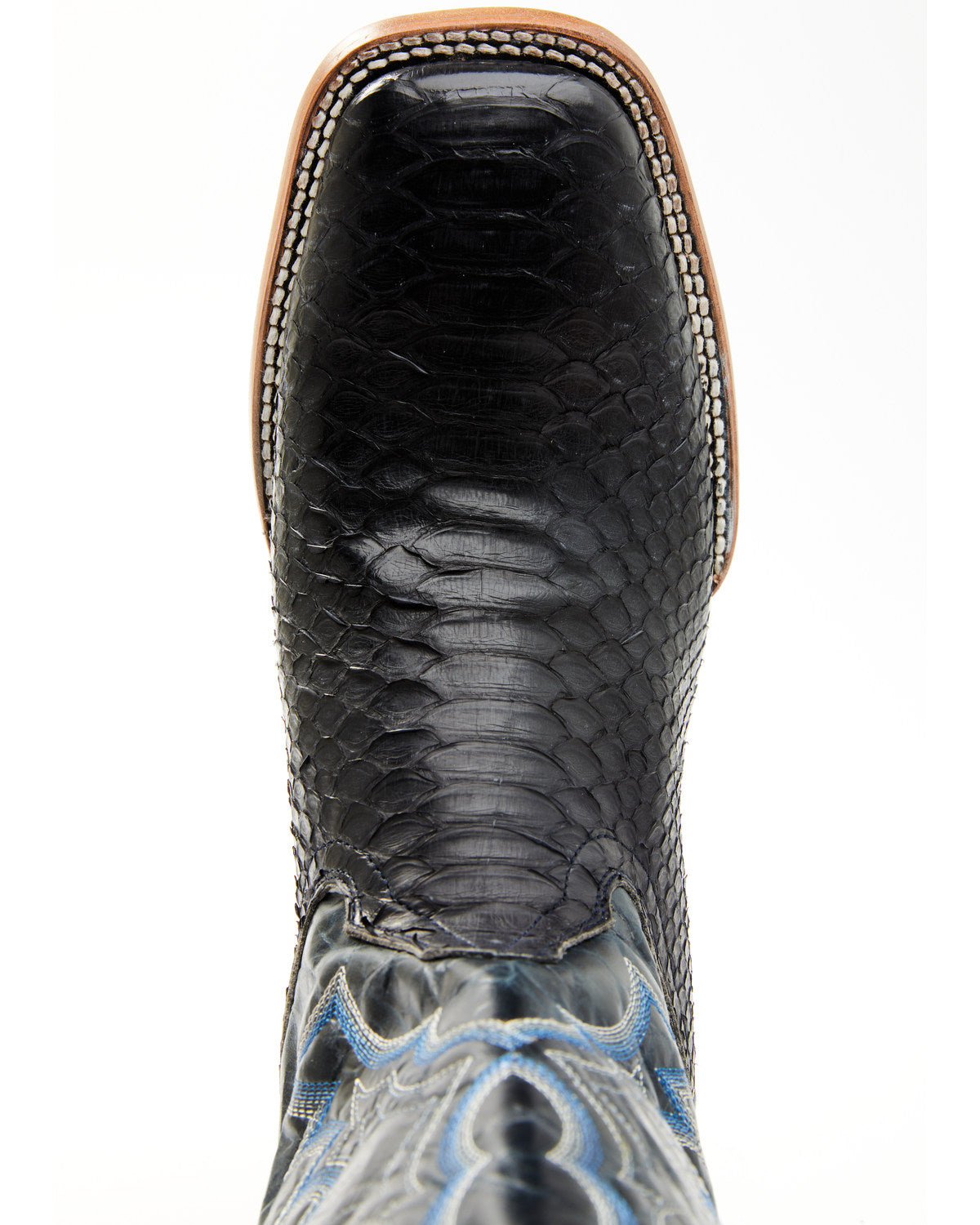 Men's Exotic Python Western Boots - Broad Square Toe Black