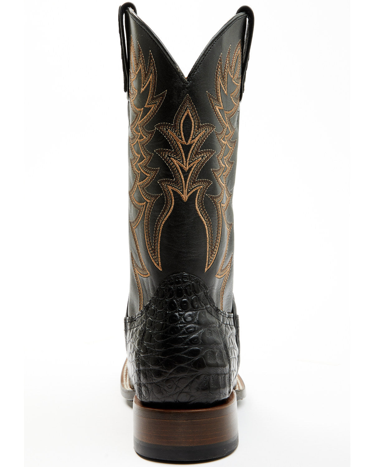 Men's Exotic Caiman Belly Western Boots - Broad Square Toe Black